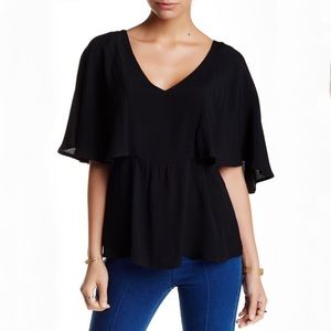 Jealous Tomato Ruffle Overlay V-Neck Blouse